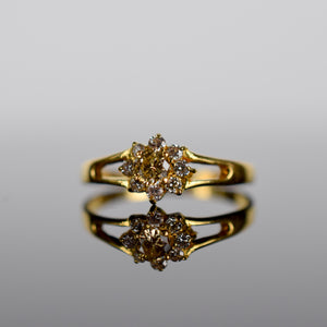 vintage yellow diamond daisy ring, folklor