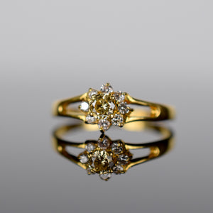 vintage yellow diamond daisy ring, folklor