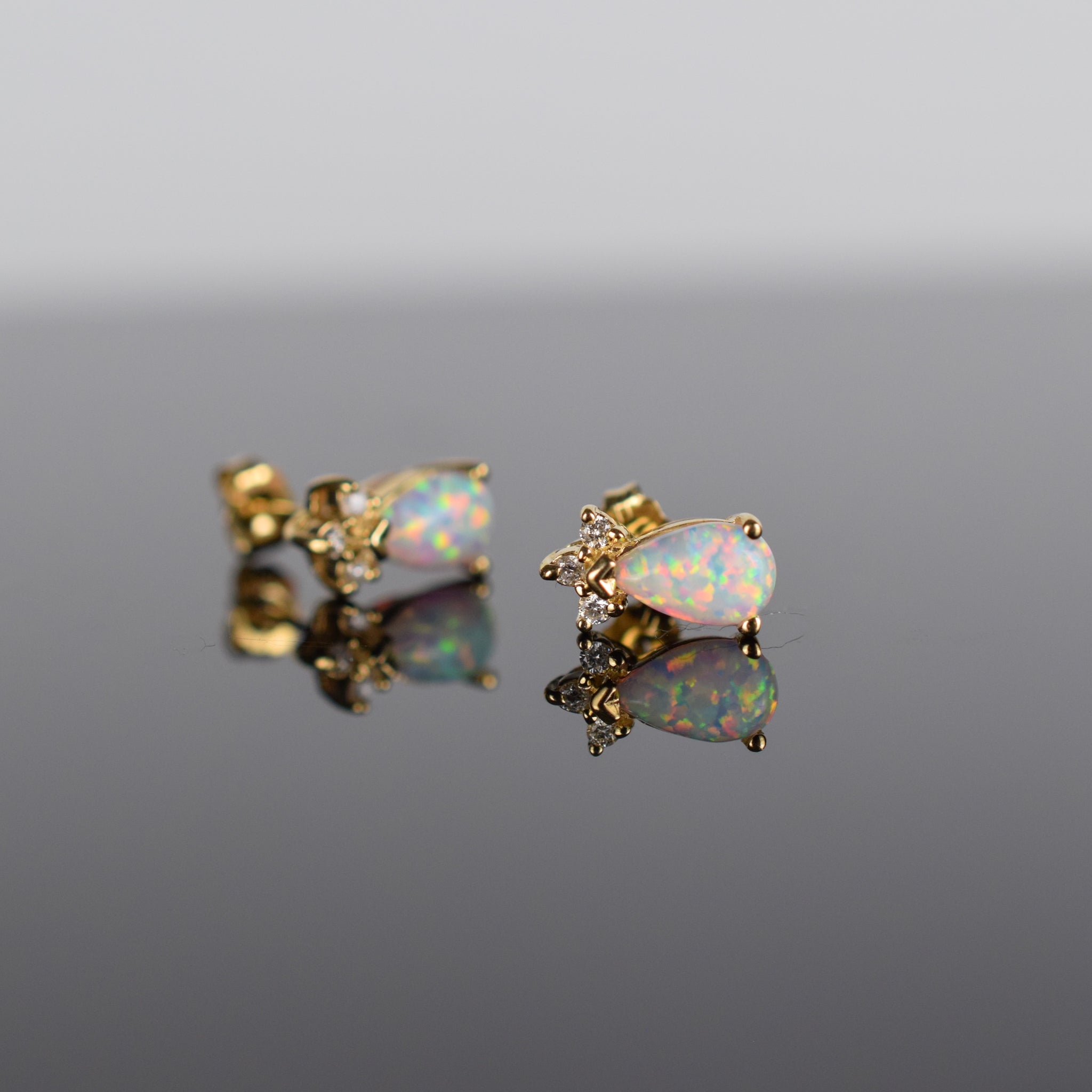 incredible opal and diamond stud earrings, folklor