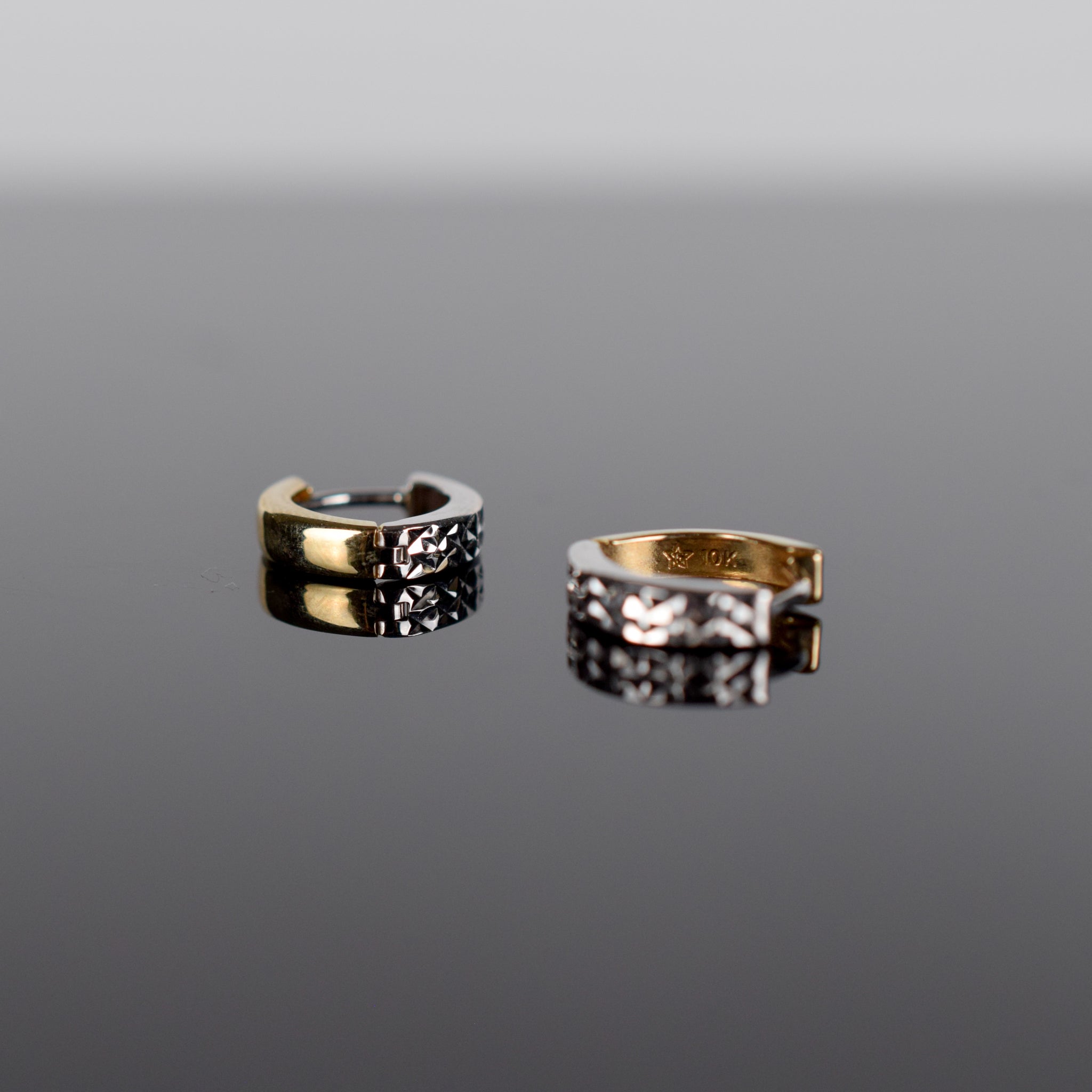 two toned gold huggie earrings, folklor