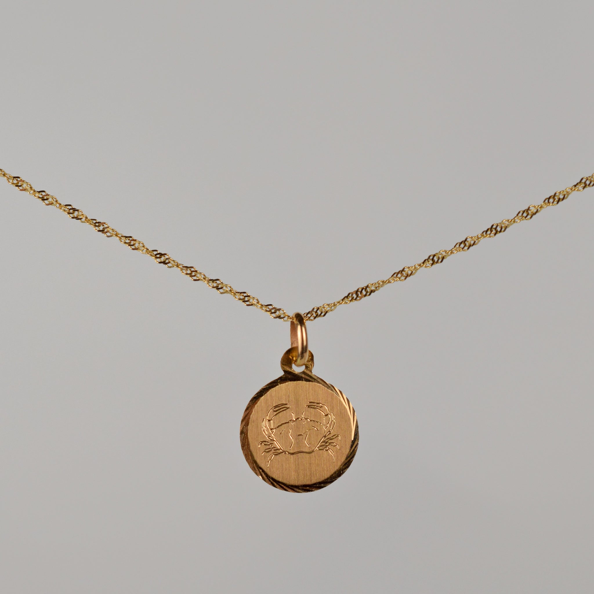 vintage gold cancer pendant, folklor 