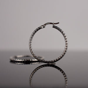 Diamond Cut White Gold Hoops (10k)