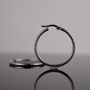 Diamond Cut White Gold Hoops (10k)
