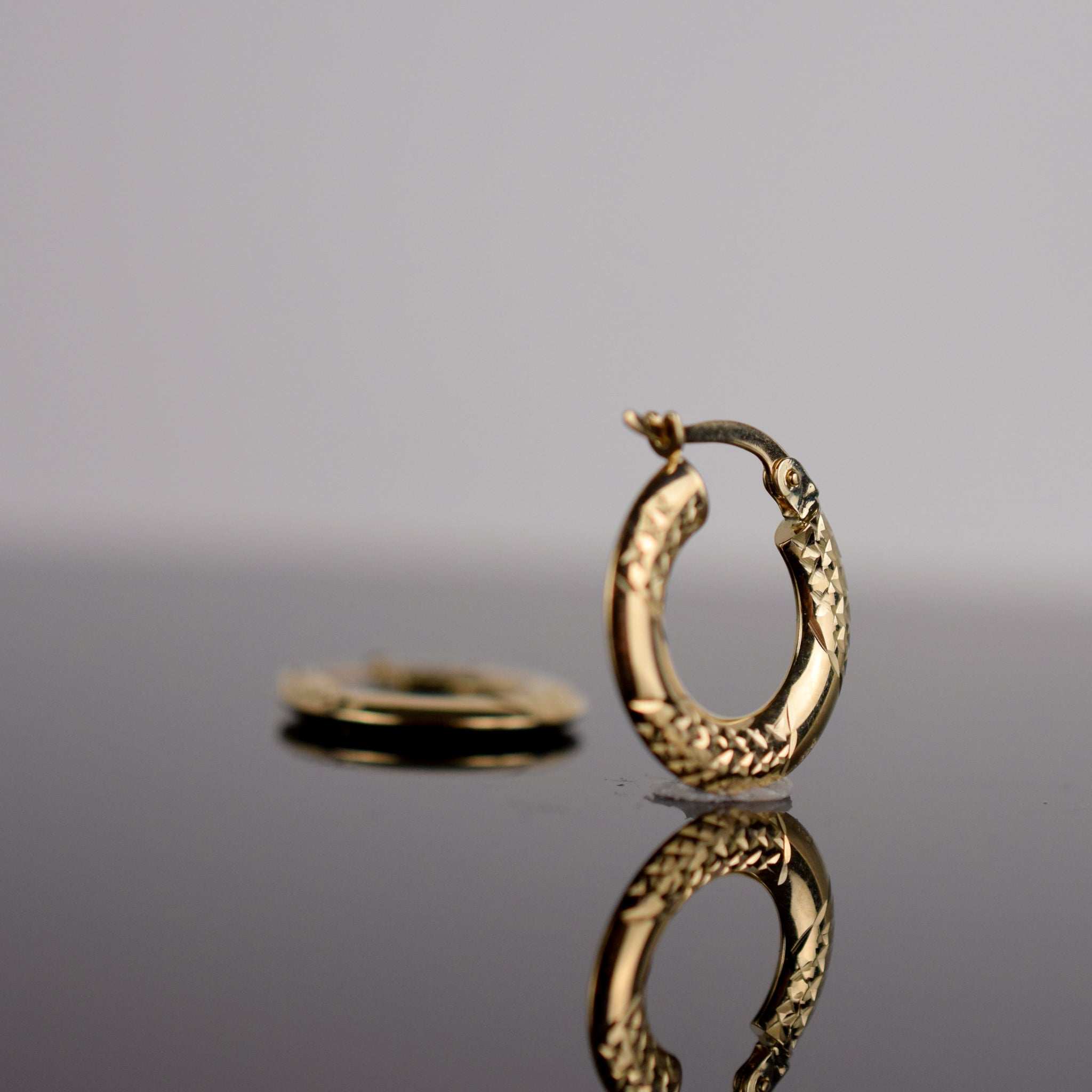 Diamond Cut Gold Hoops