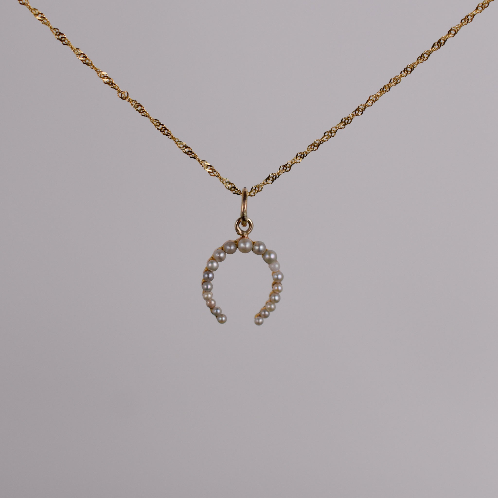 Antique Seed Pearl Horseshoe Pendant