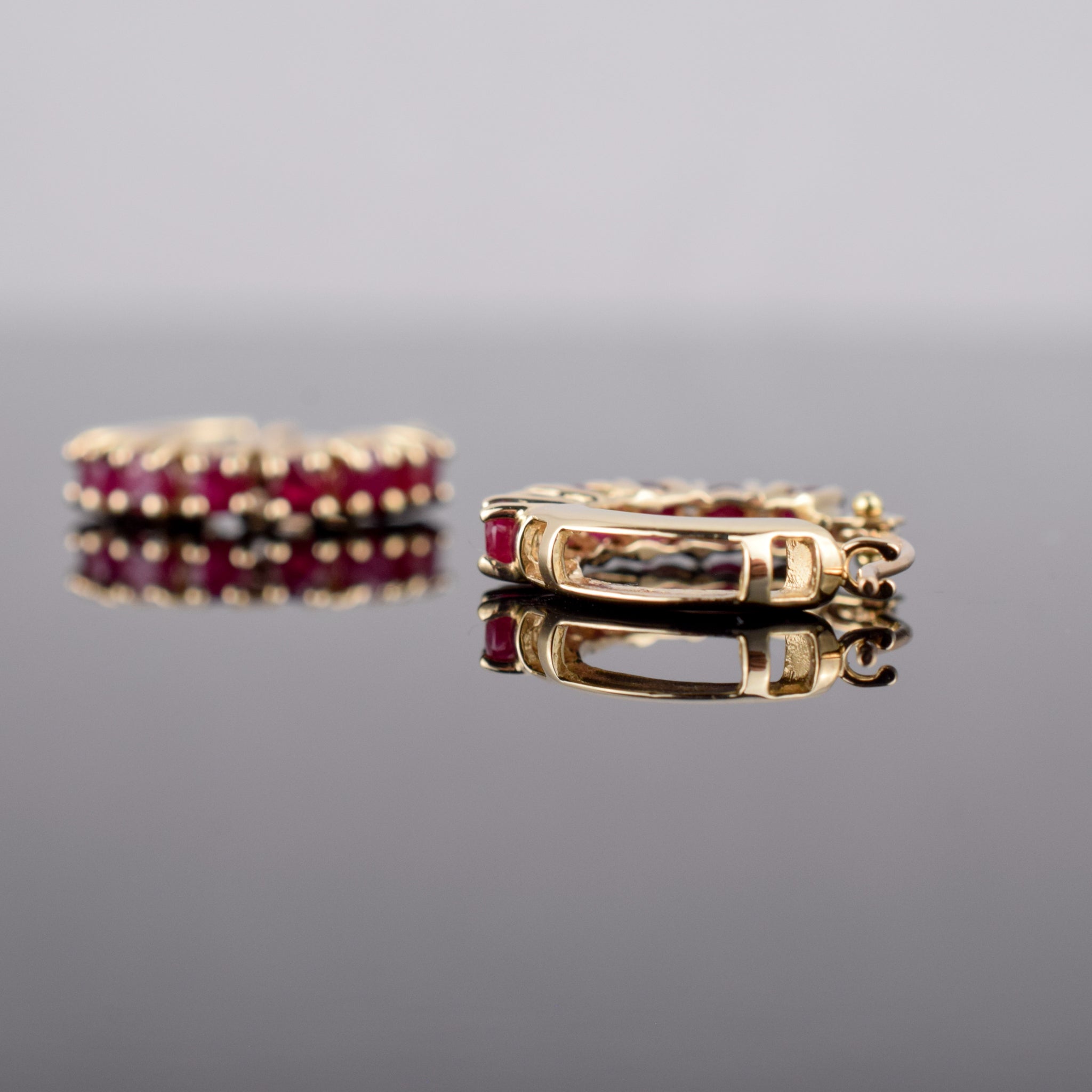 ruby huggie earrings, folklor