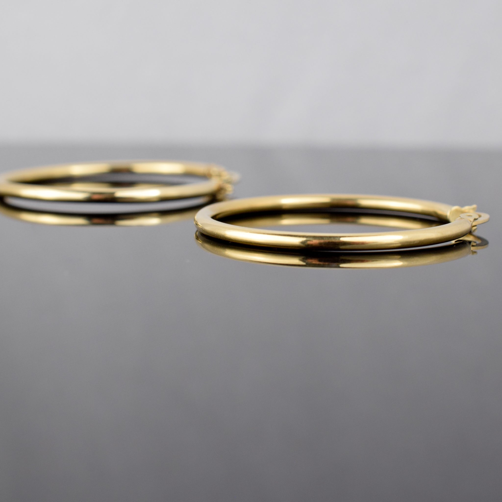 14k yellow gold hoops, folklor