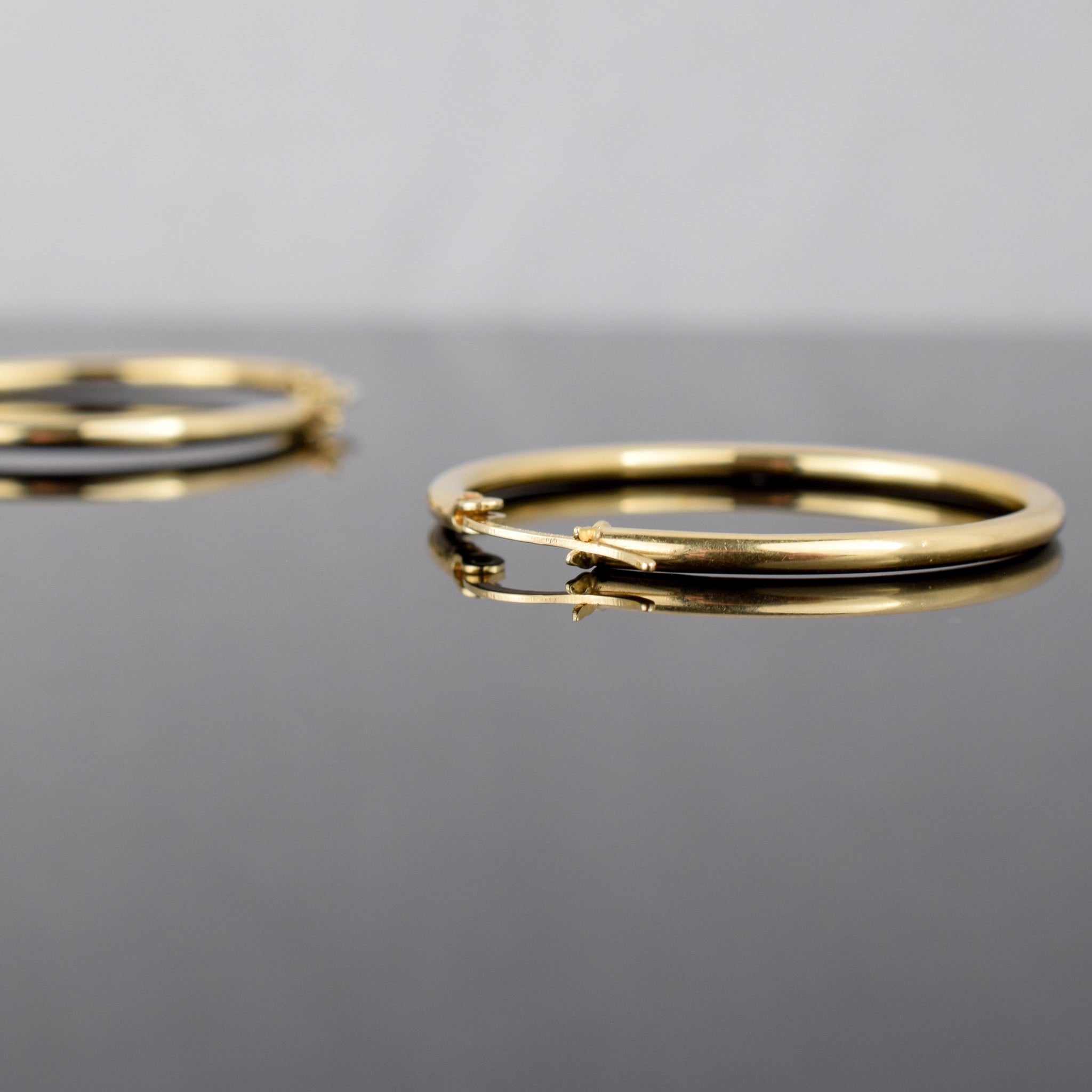 14k yellow gold hoops, folklor