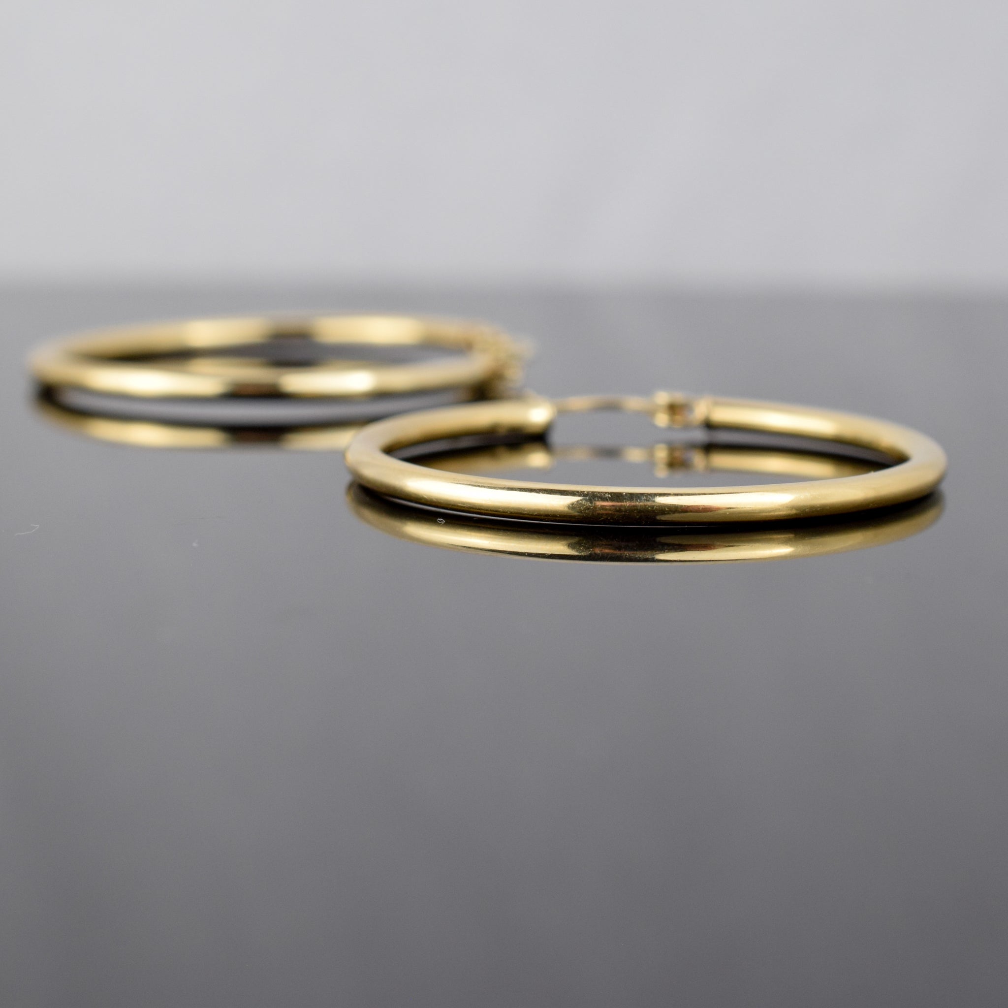 14k yellow gold hoops, folklor