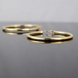 14k yellow gold hoops, folklor