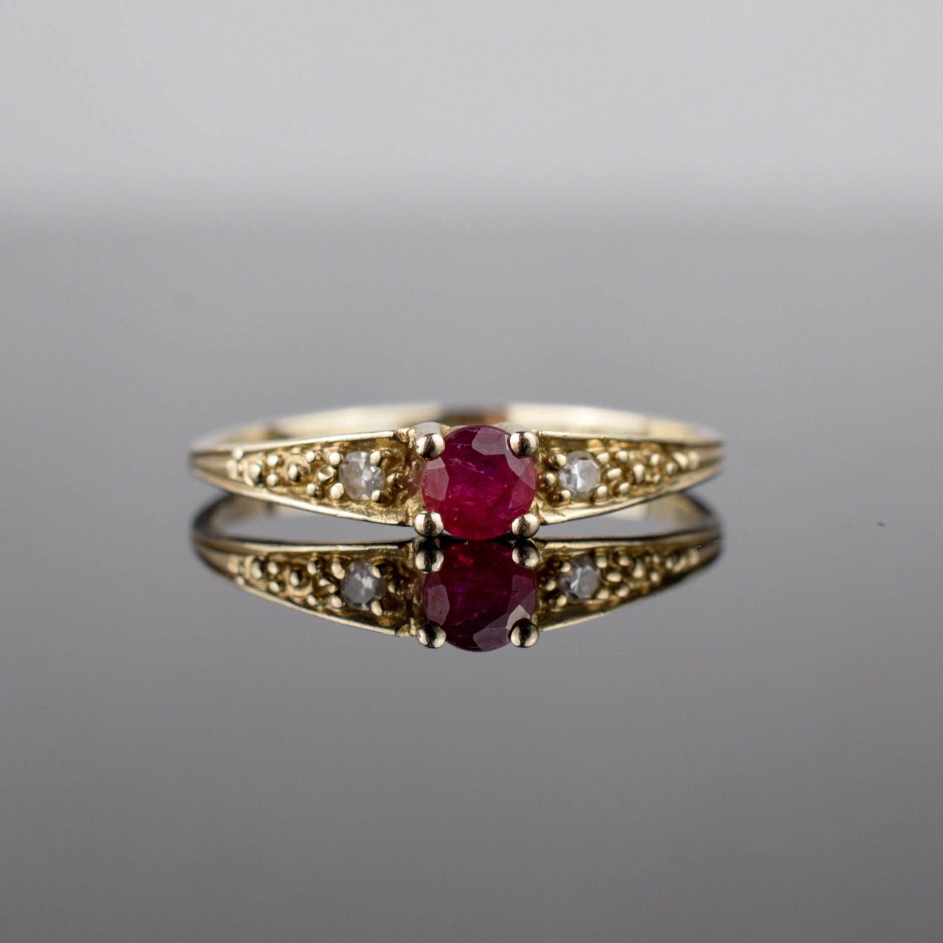 Dainty ruby stacking ring, folklor