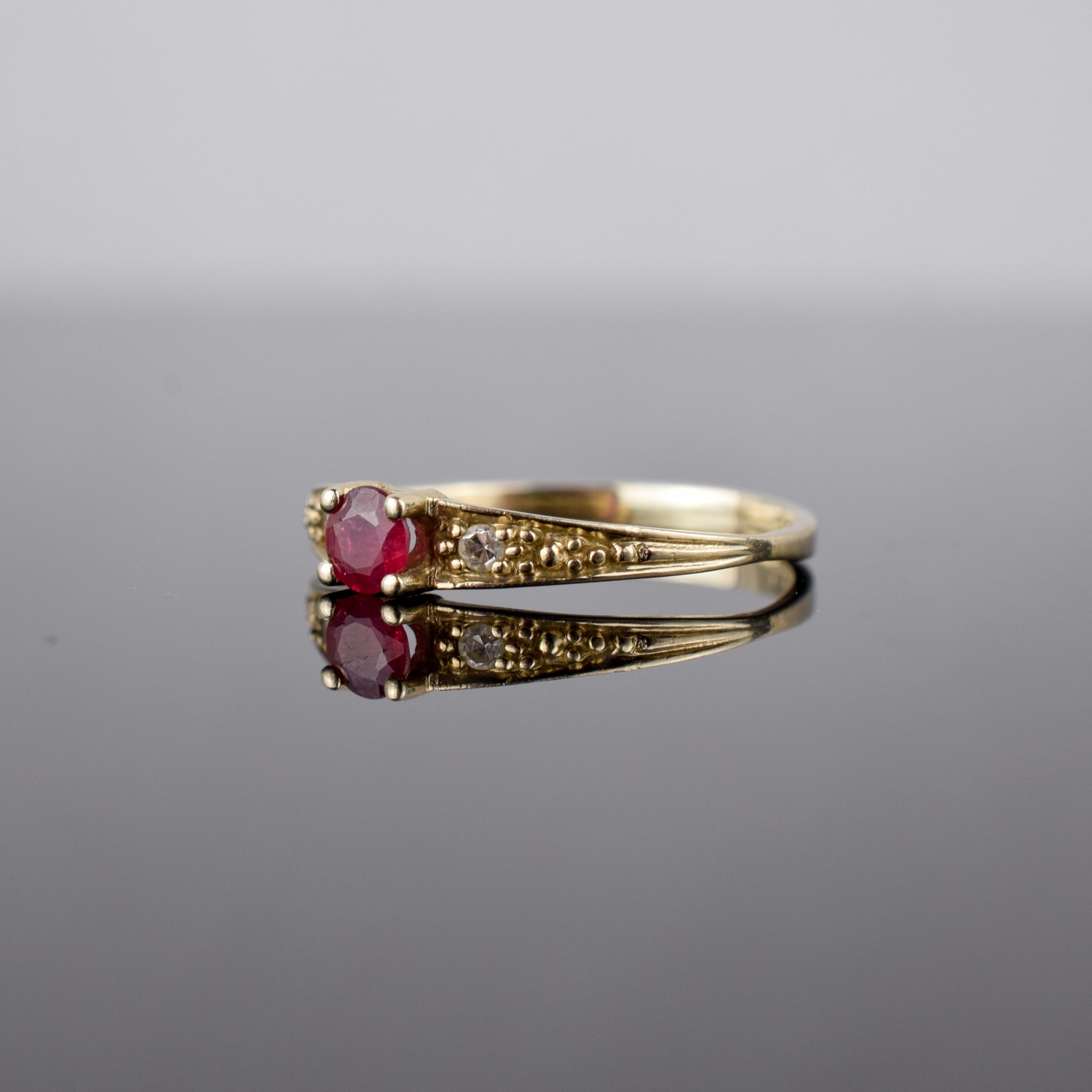 Dainty ruby stacking ring, folklor
