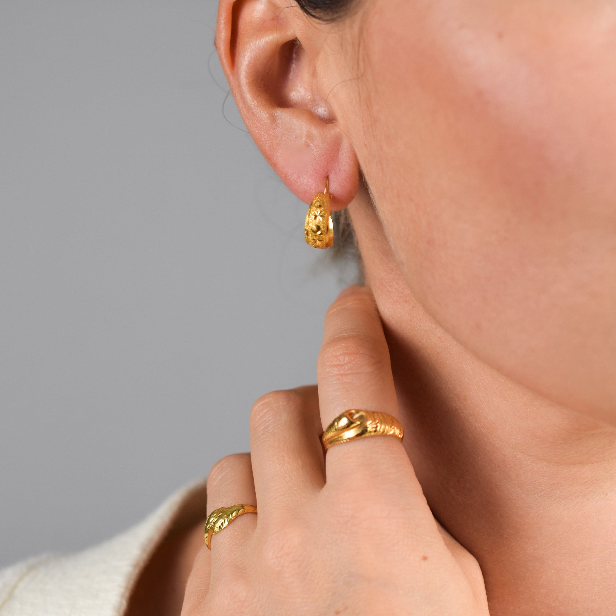 21k gold hoop earrings, folklor