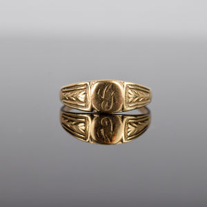 vintage gold signet ring, folklor
