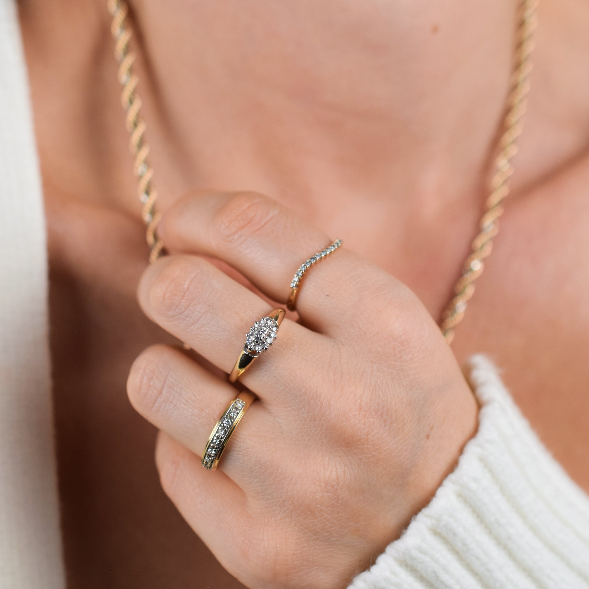 vintage diamond cluster ring, folklor 