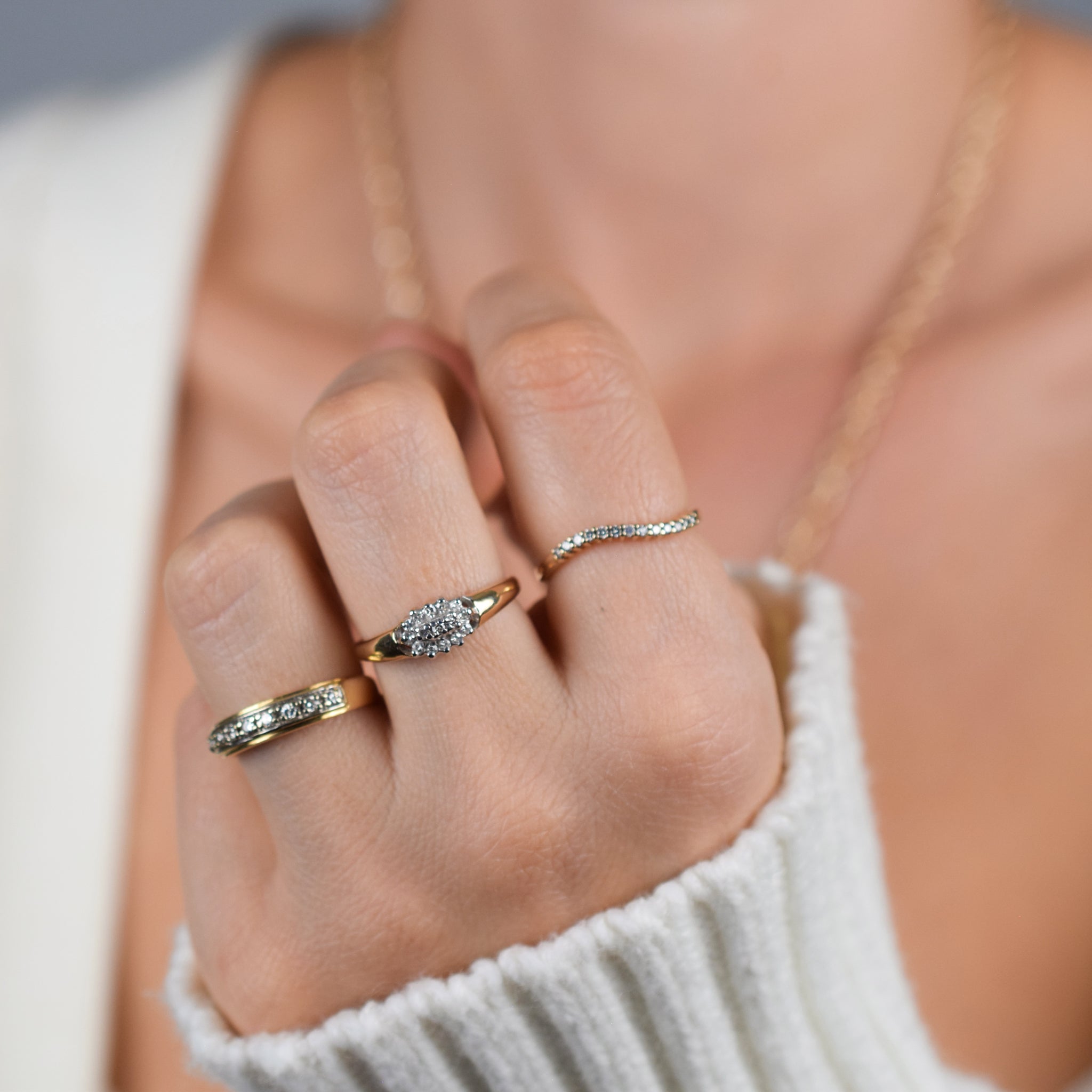 vintage diamond cluster ring, folklor 