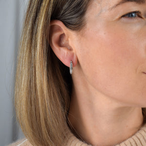 vintage white gold diamond hoop earrings, folklor