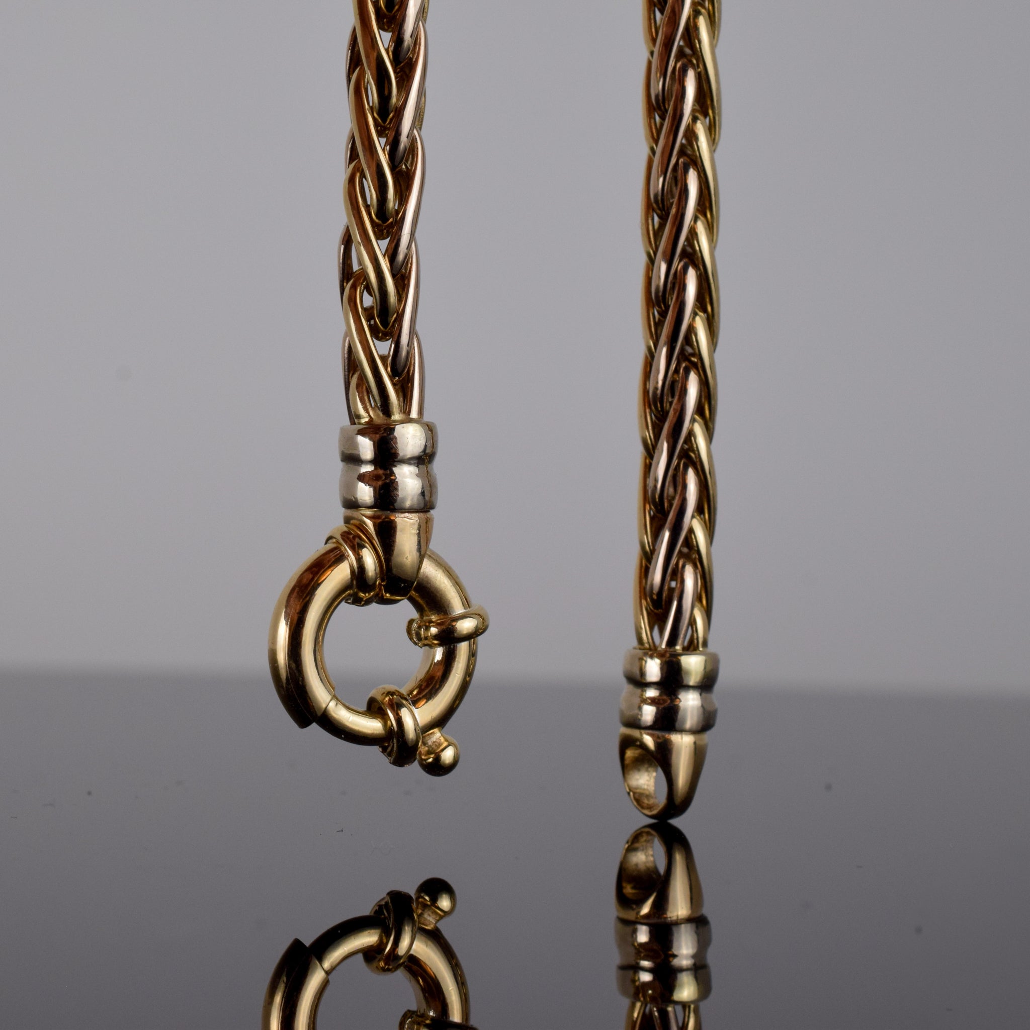 14k gold wheat chain bracelet, folklor 