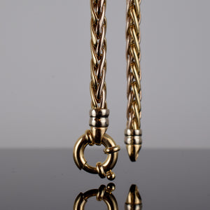 14k gold wheat chain bracelet, folklor 