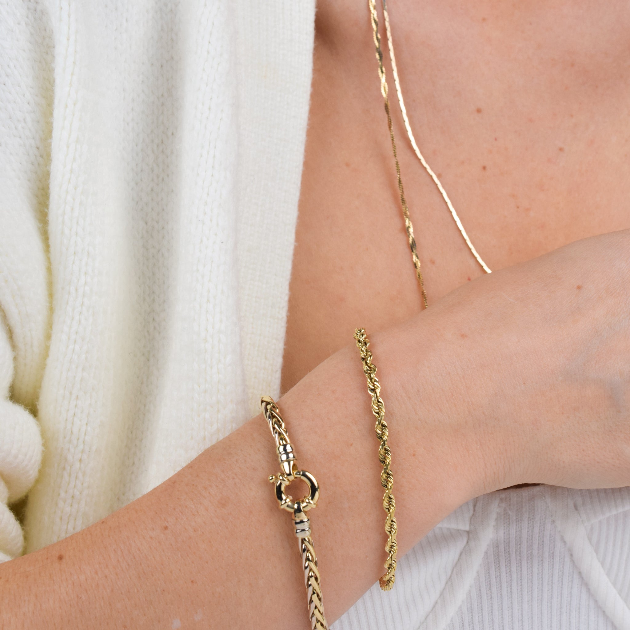 vintage 14k gold rope bracelet, folklor