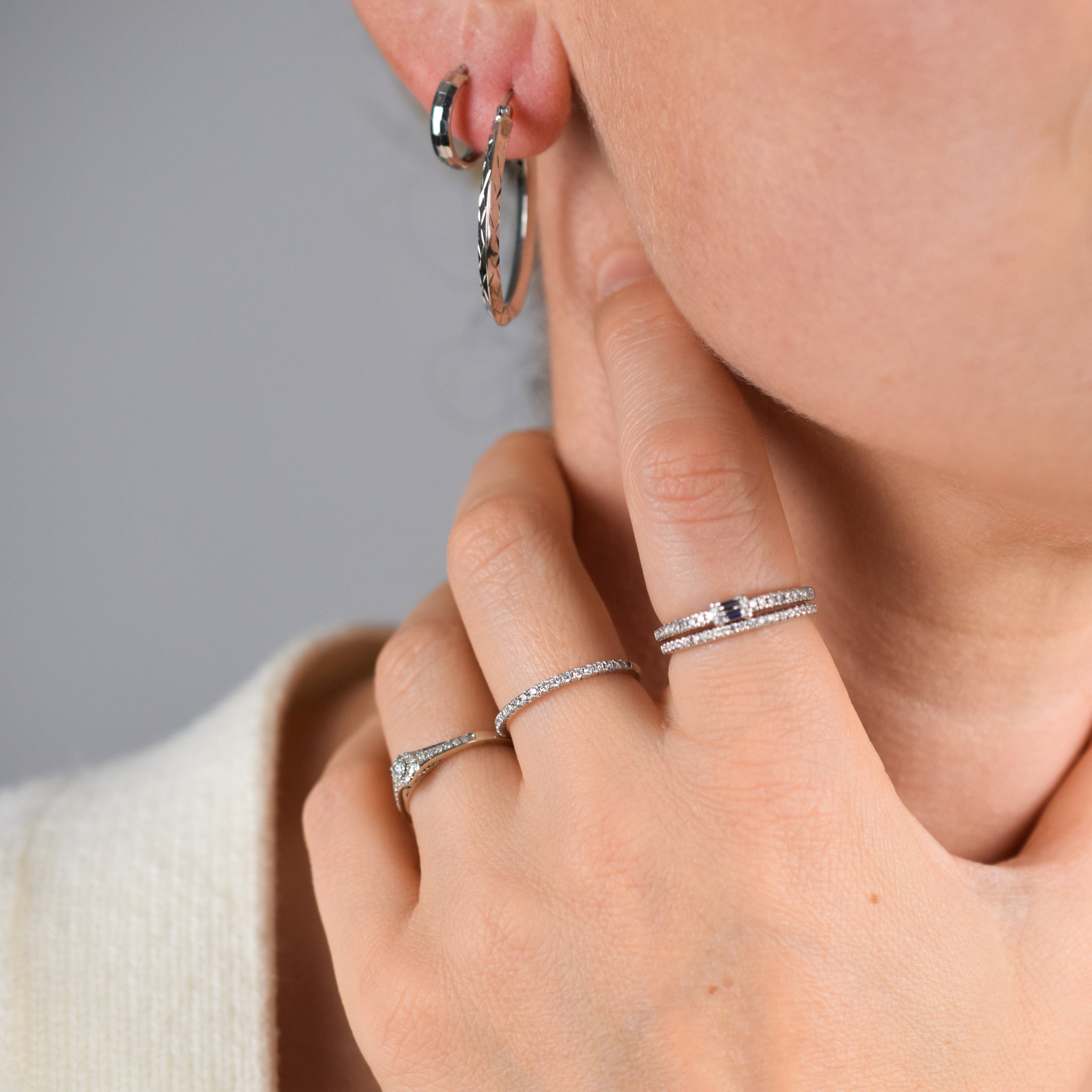 14k white gold hoops, folklor