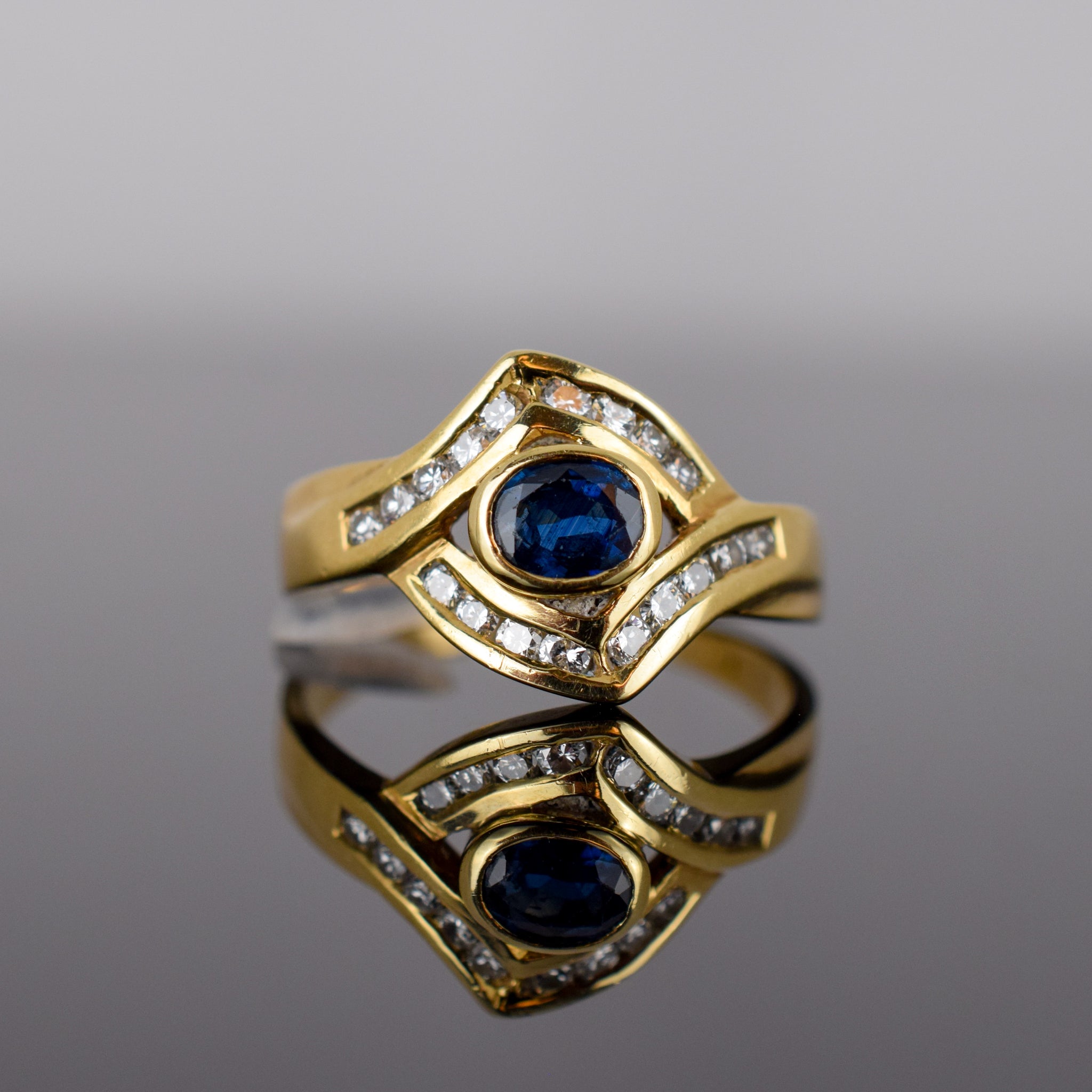 Sapphire and Diamond Gold Ring (14k)