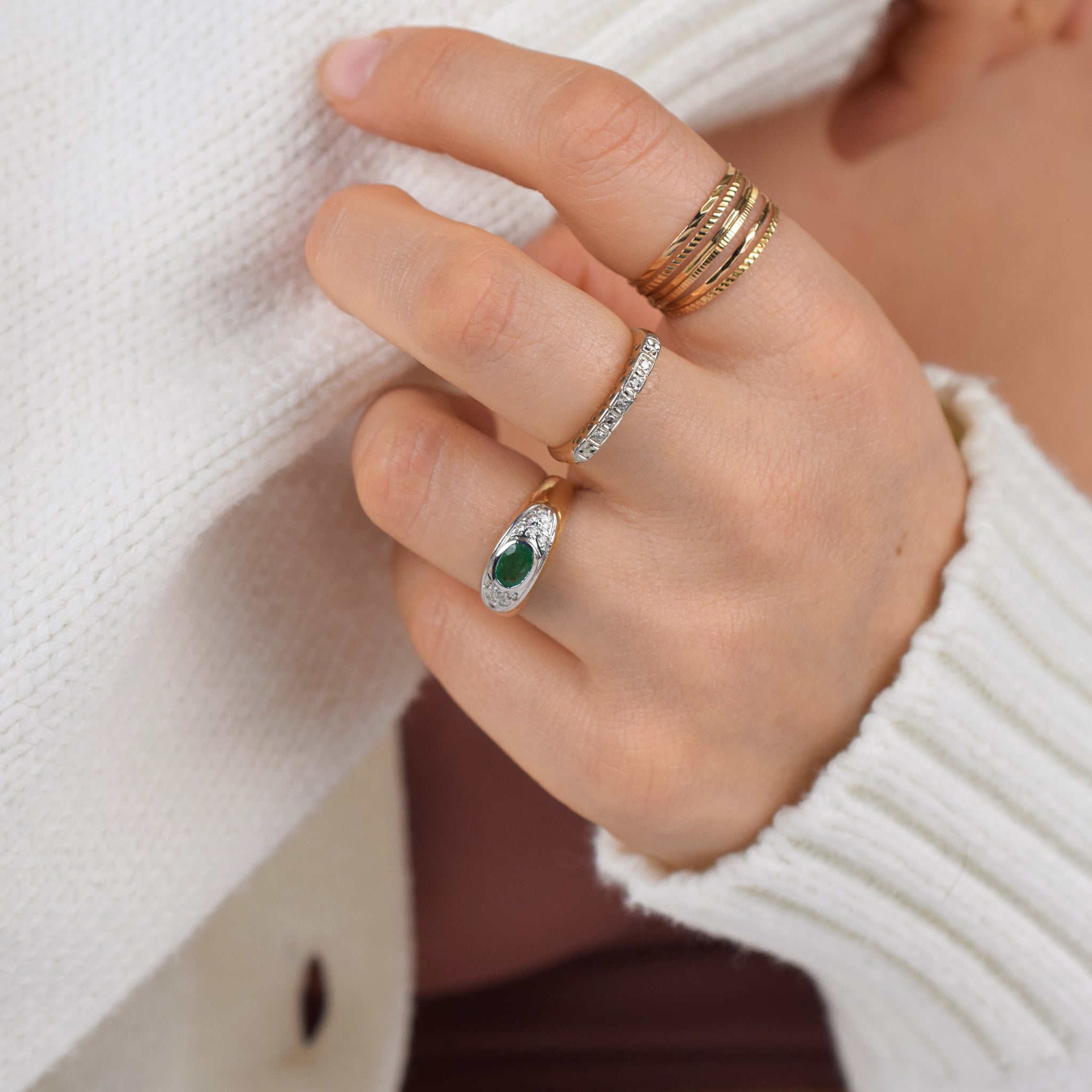 vintage gold stacking ring, folklor