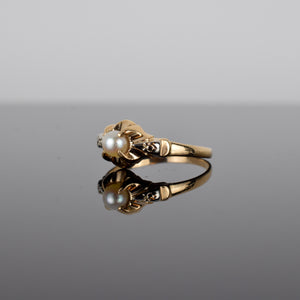 vintage gold pearl ring, folklor