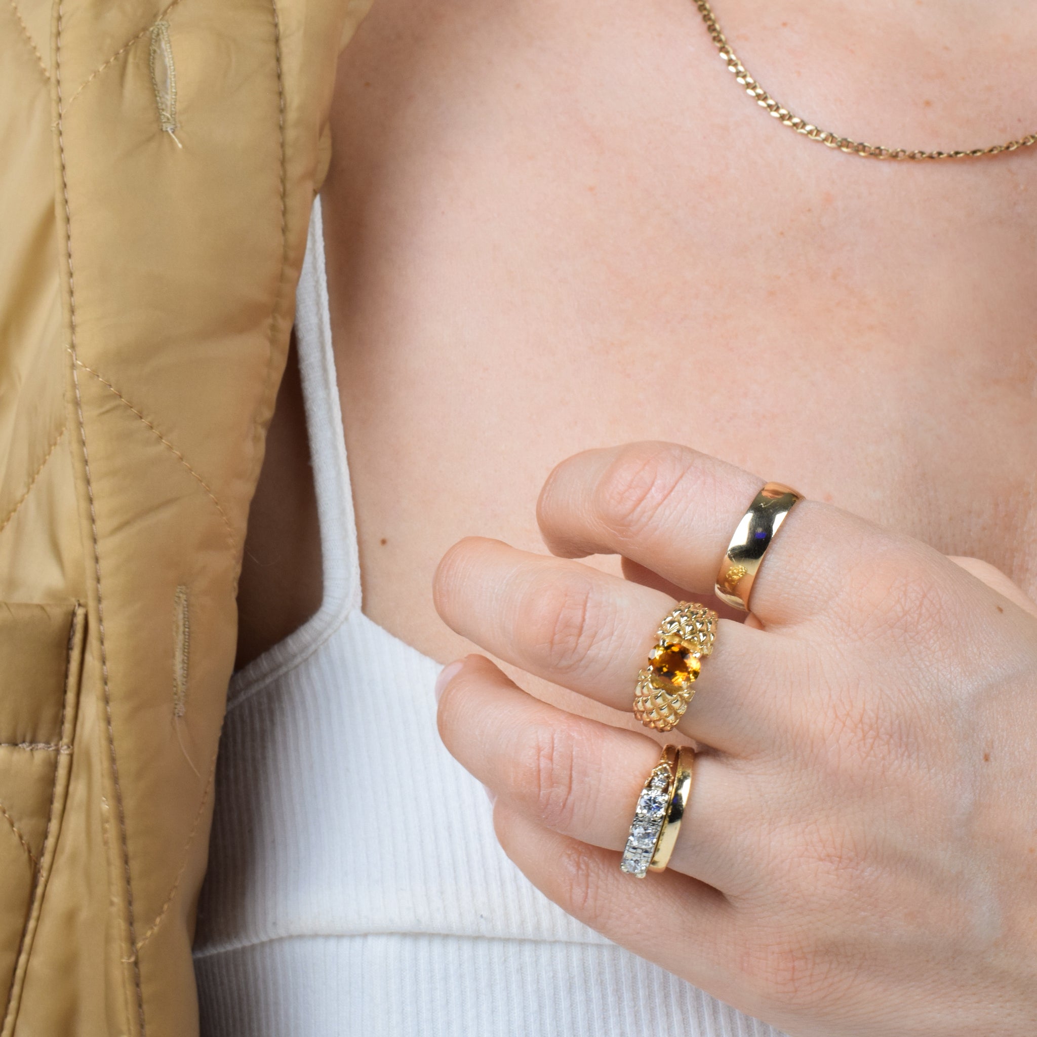 vintage citrine ring, folklor
