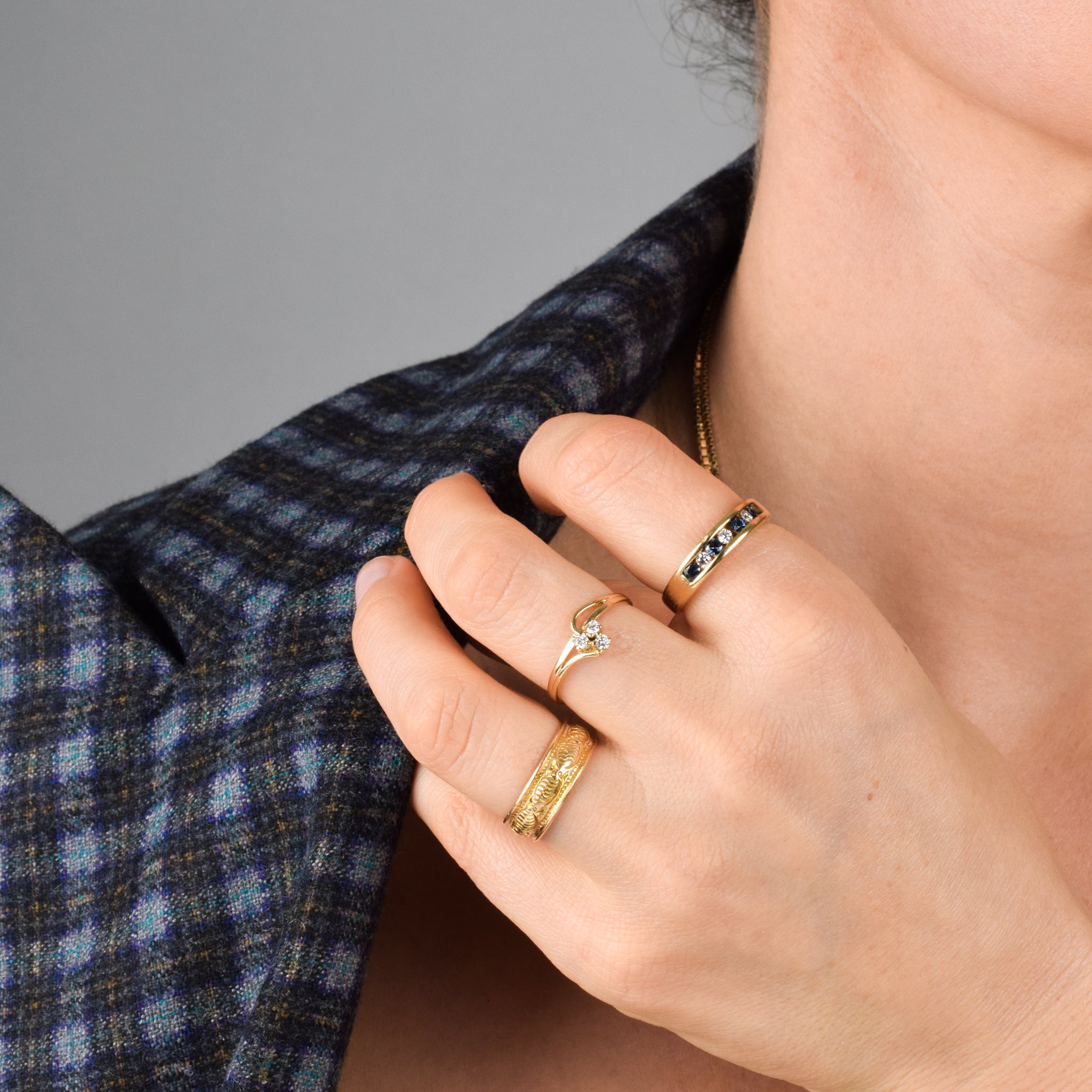 vintage diamond trilogy ring, folklor 