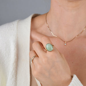 vintage gold cabochon jade ring, folklor