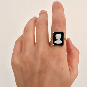 Antique Square Portrait Cameo Ring